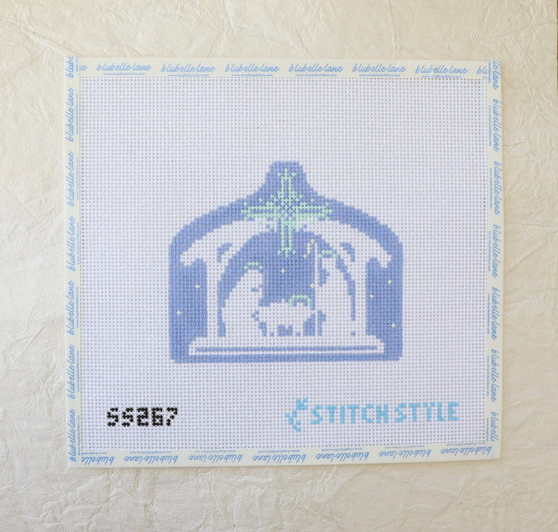 Blue and White Nativity Stable